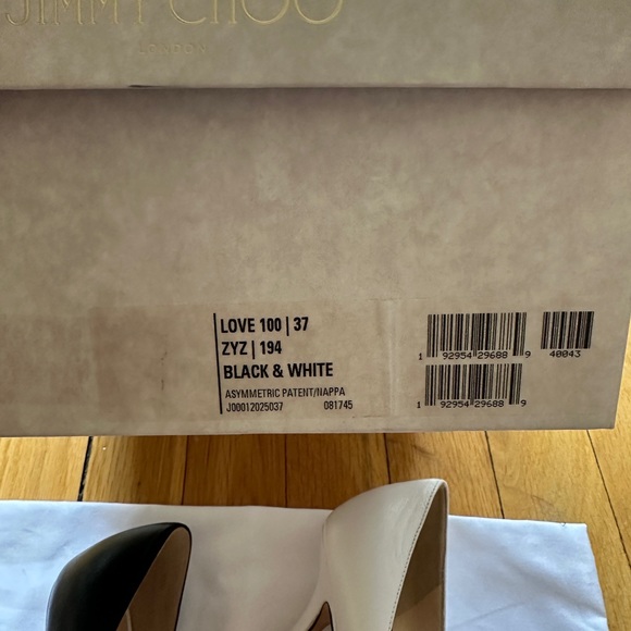 SOLD - Jimmy Choo Love 100 Black and White Napa and Patent Leather NIB sz 37 - Picture 6 of 7
